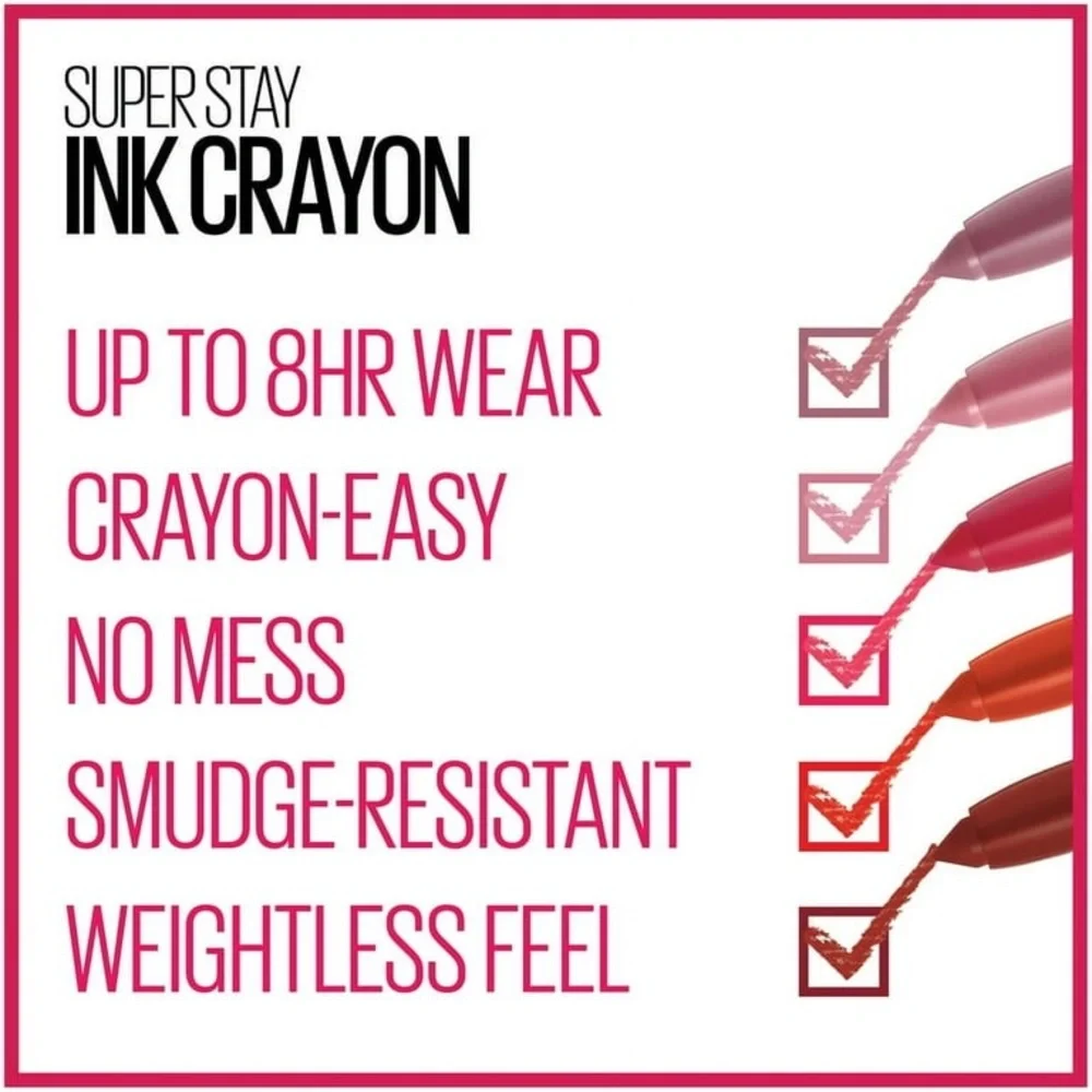 Maybelline Super Stay Ink‎ Crayon Lipstick Makeup, Precision Tip